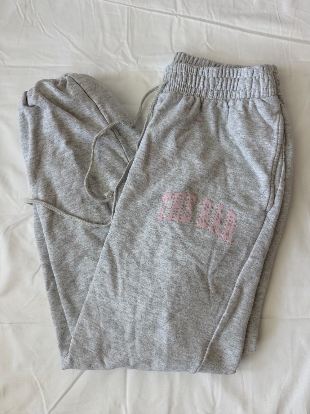 The Bar Grey Joggers Sweatpants Pink Embroidered “The Bar” Size Large